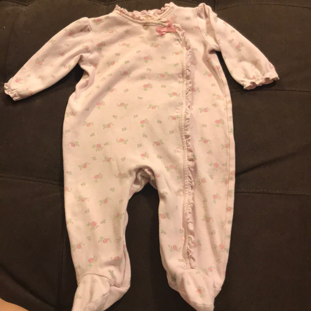 6-9 months pink onesie with pink roses